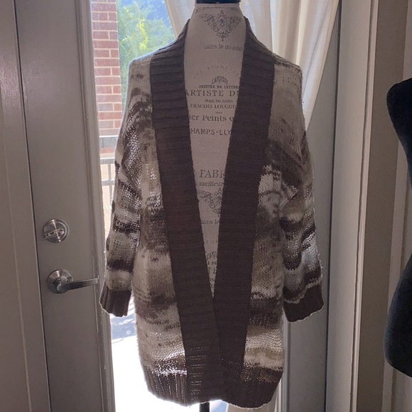 Caslon Sweaters - Caslon women’s Small striped neutral tones sweater cardigan jacket winter coat S